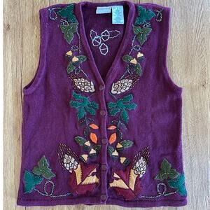 VTG Bobbie Brooks Fall Pattern Sweater Vest Size S